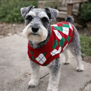 Red, White, Green & Black  Argyle Dog Sweater Medium New with Tags